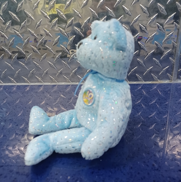 -TY Beanie Babies "DECADE (light blue)" 10th Anniversary Teddy Bear - Sparkly - Picture 2 of 8